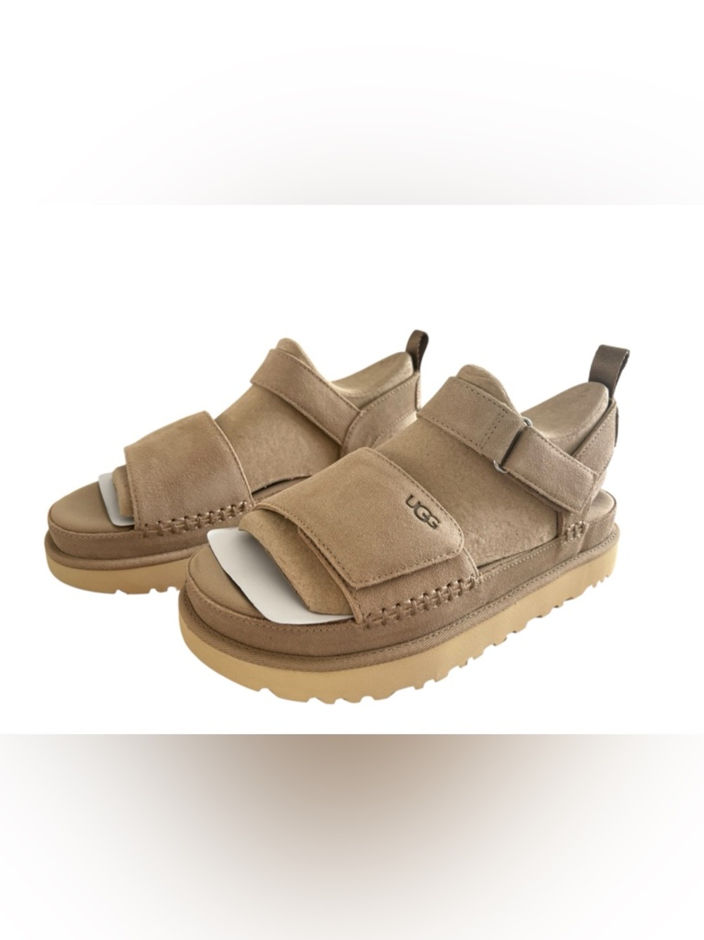 UGG Women's Goldenstar Flat Platform Lug-Sole Sandal in Sand - Picture 9 of 15
